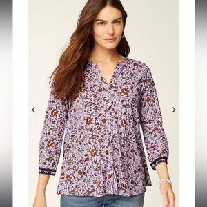 J. Jill Mixed Lilac Florals‎ Border Printed Top Size XS
